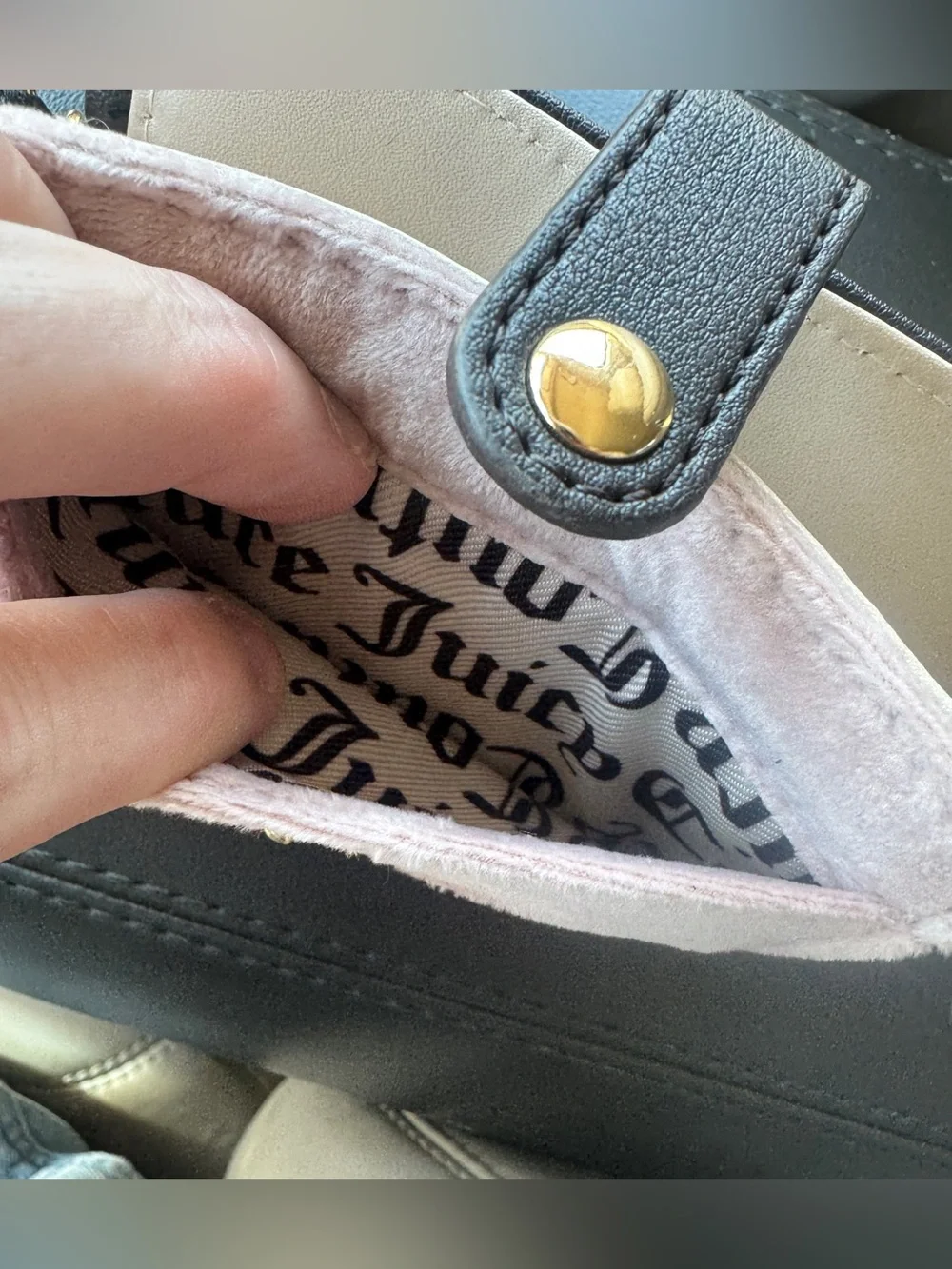 Juicy Couture Light Pink Plush Wallet with Gold Heart Charm